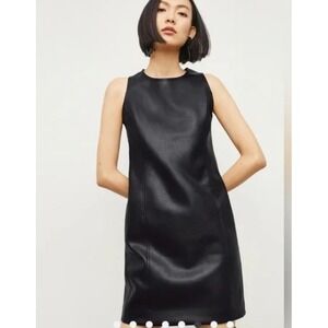 NWT MM LaFleur The Chloe Dress - Vegan Leather‎ black Shift Dress Size 18